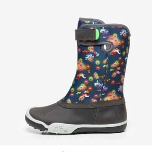 PLAE Kids' Thandi WP Rain Boots Gray and Multicolor Pattern Boots